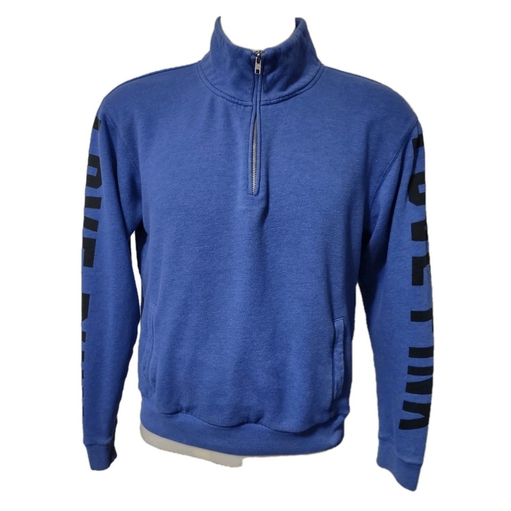 Pink Victoria's Secret Sweatshirt Women's M Pullover Blue 1/4 Zip Long Sleeve